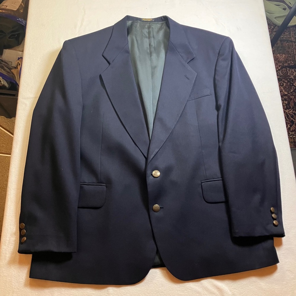 Oscar de la Renta Mens Tailored Navy Blazer 46S‎ Single Breasted Gold Buttons